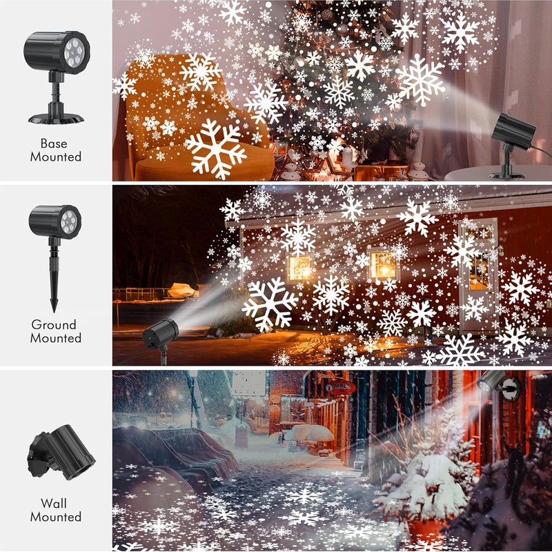 GUSODOR Christmas Projector Lights Outdoor, Dynamic Snowflake Projector IP65 Waterproof Snow Projection Lights for Indoor Outdoor Christmas Decoration, Holiday, Wedding, Yard Decor - Image 5